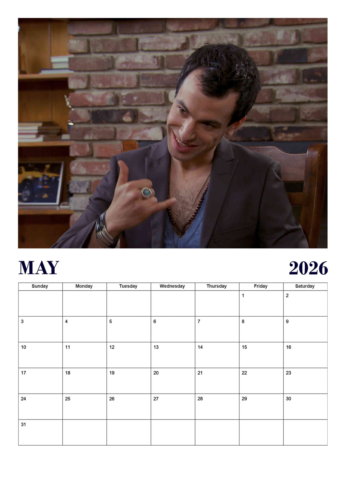 Nathan Fielder | The Hunk | 2026 Wall calendar