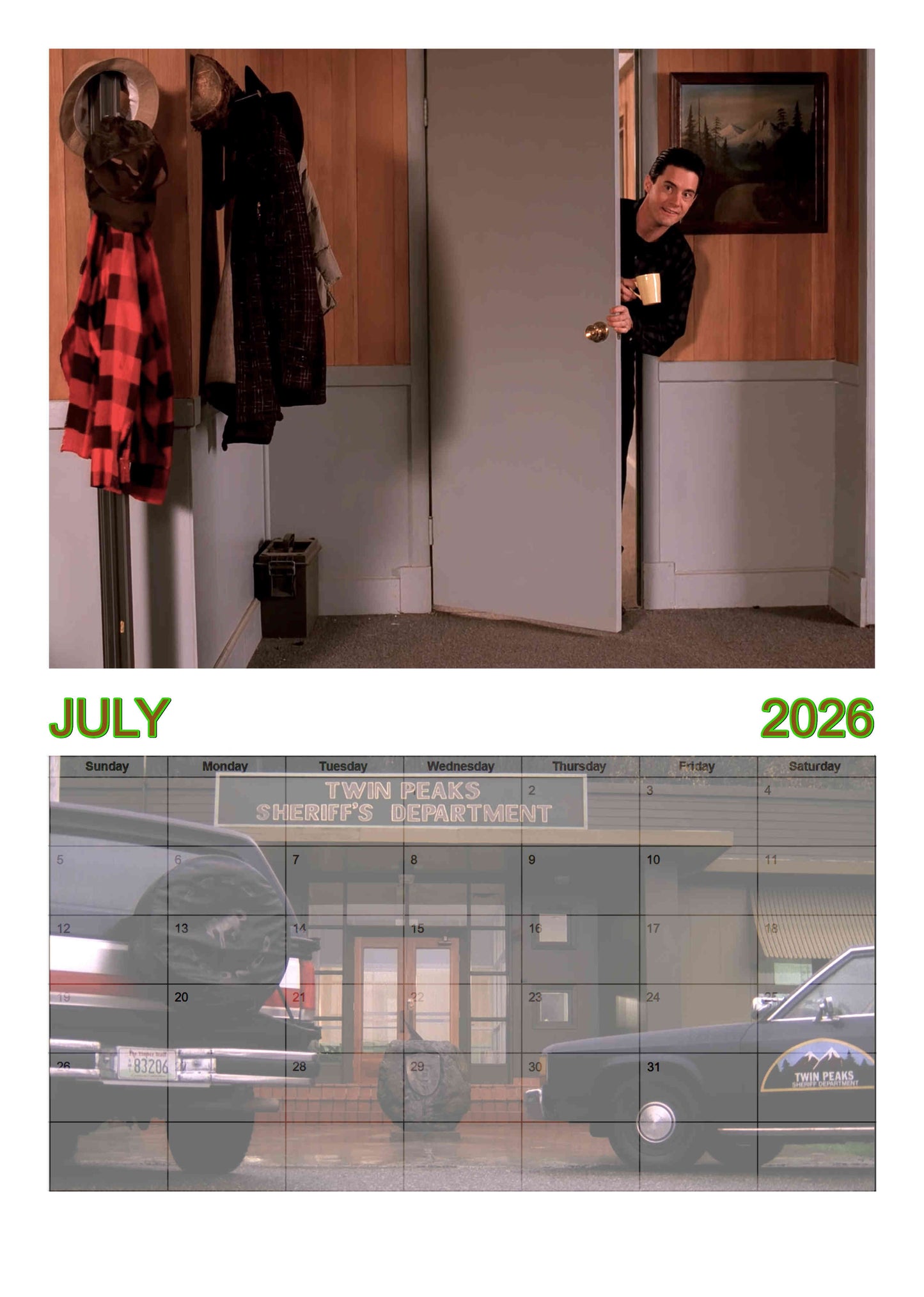 Twin peaks | Dale Cooper | 2026 Wall calendar