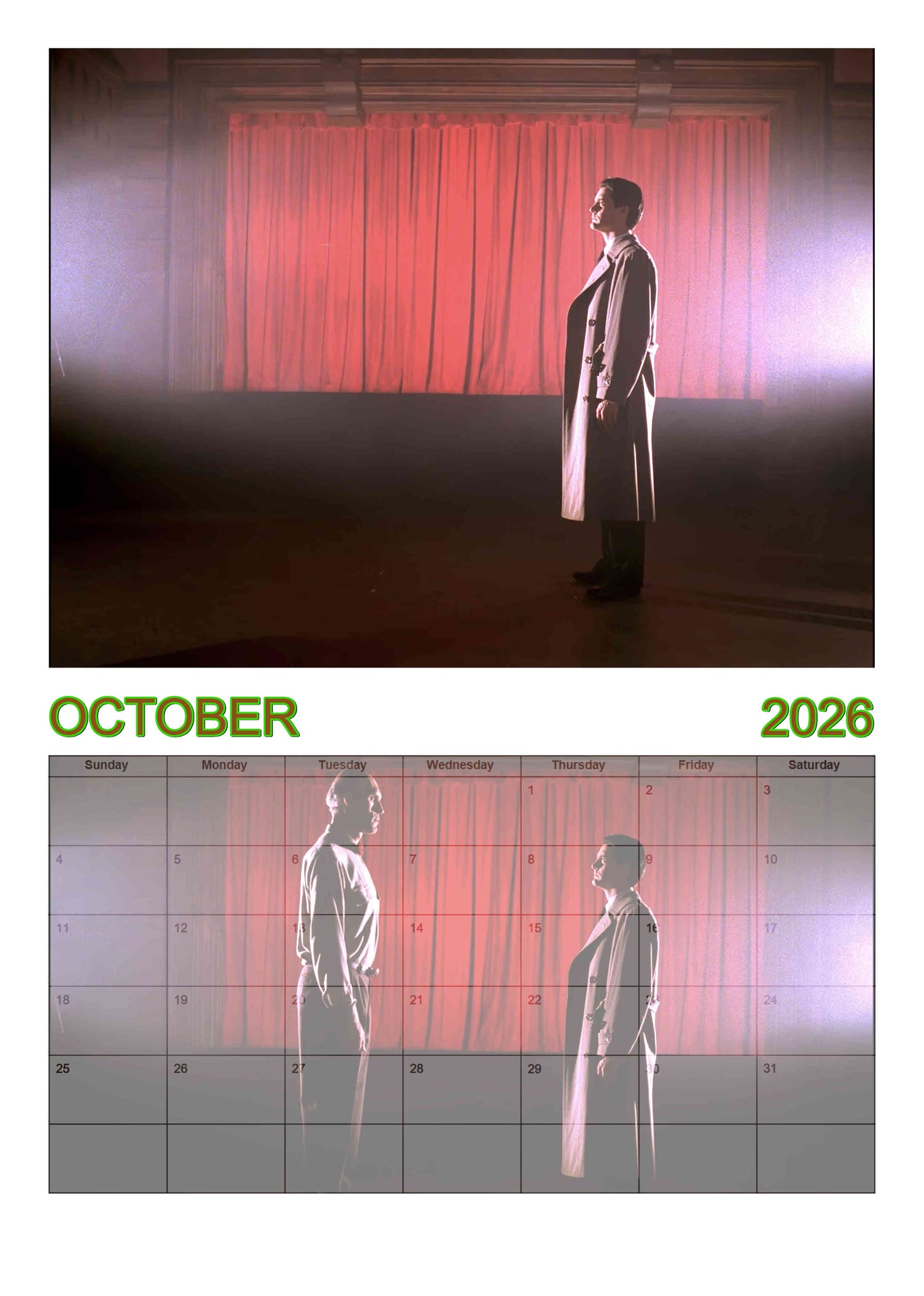 Twin peaks | Dale Cooper | 2026 Wall calendar
