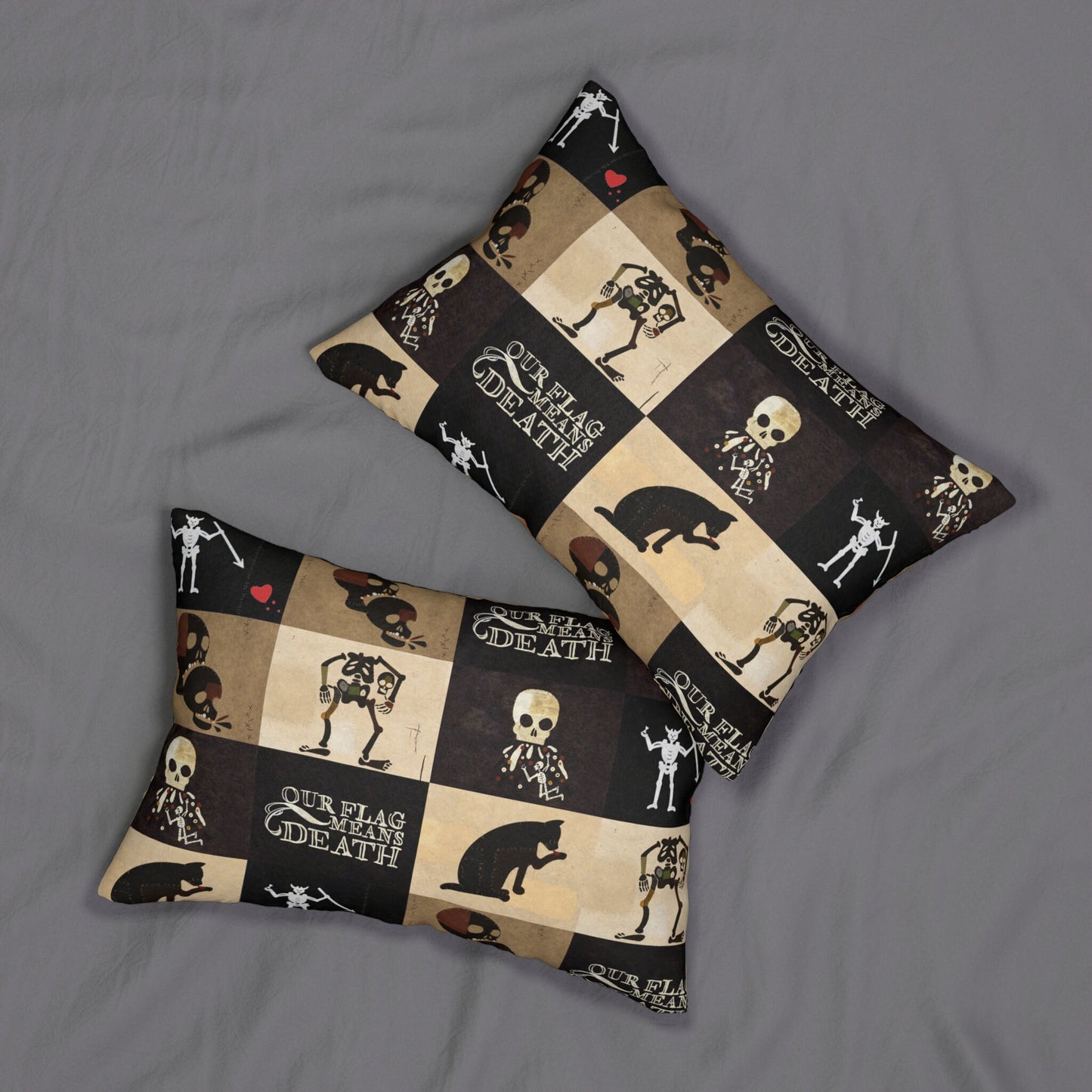 The most luxurious lumbar pillow cushion for any gentleman pirate, a true necessity aboard your vessel. Our Flag Means Death Crew of The Revenge flags pillow Blackbeard flag,