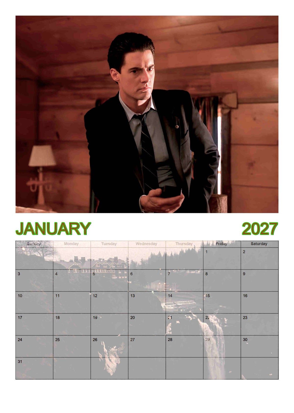 Twin peaks | Dale Cooper |  2027 Wall calendar