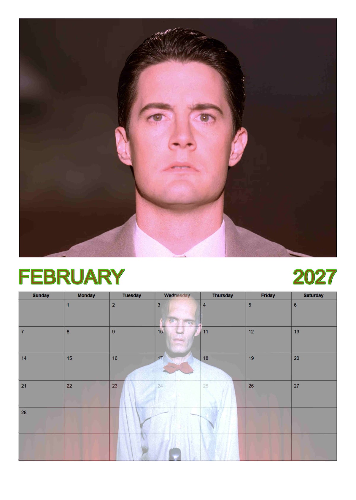 Twin peaks | Dale Cooper |  2027 Wall calendar
