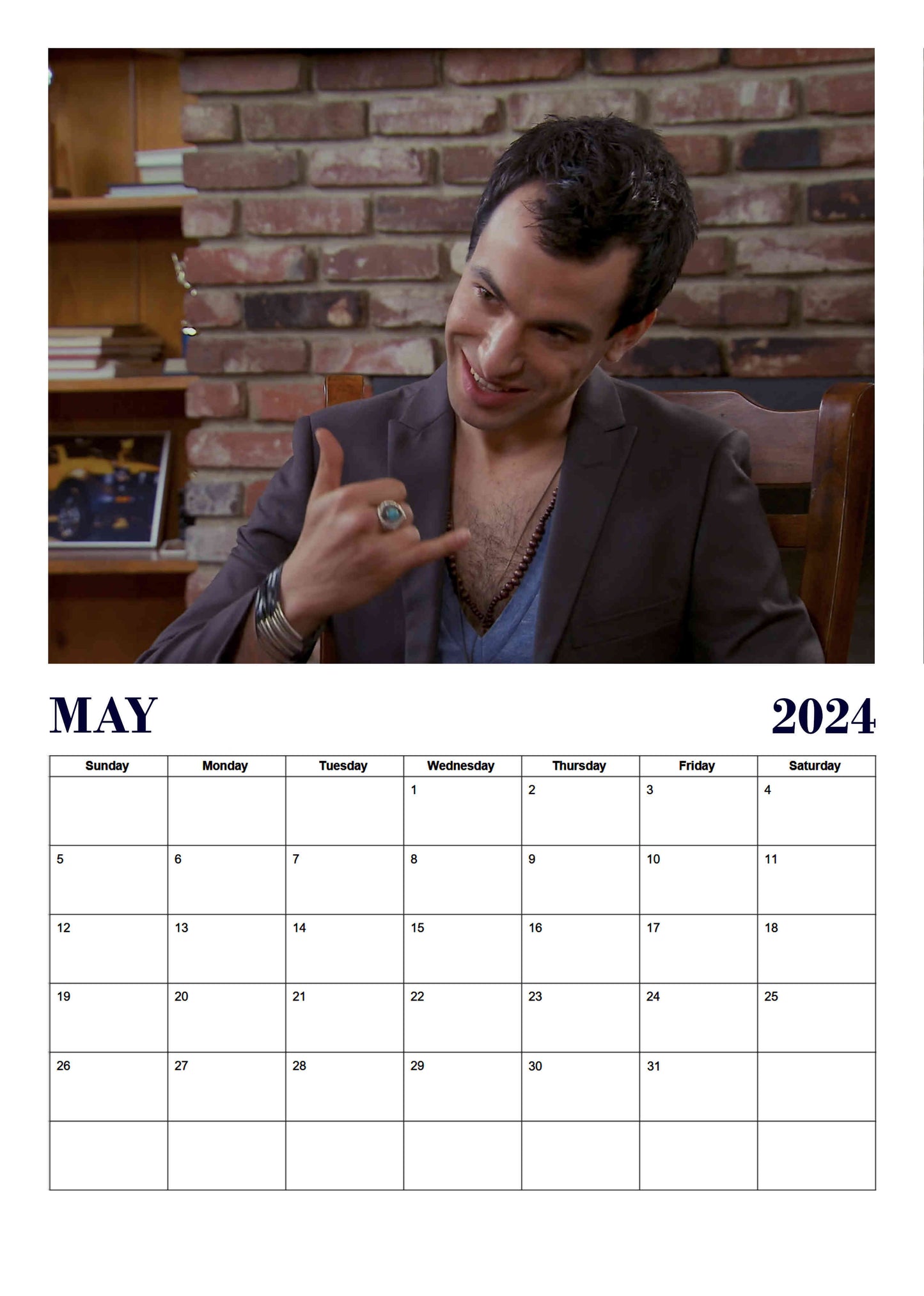 Preview of the month of May featuring Nathan FIelder trying on a completely new and improved TV persona