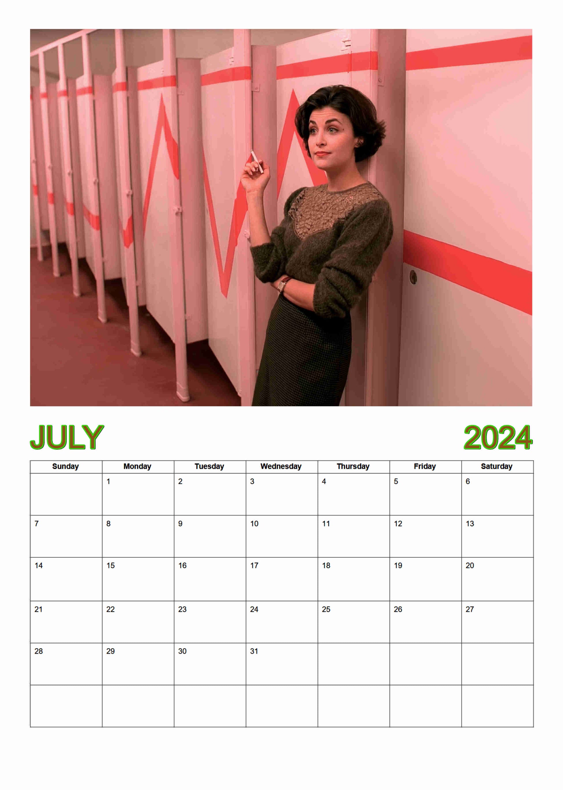 Preview of the month of July featuring Audrey Horne smoking