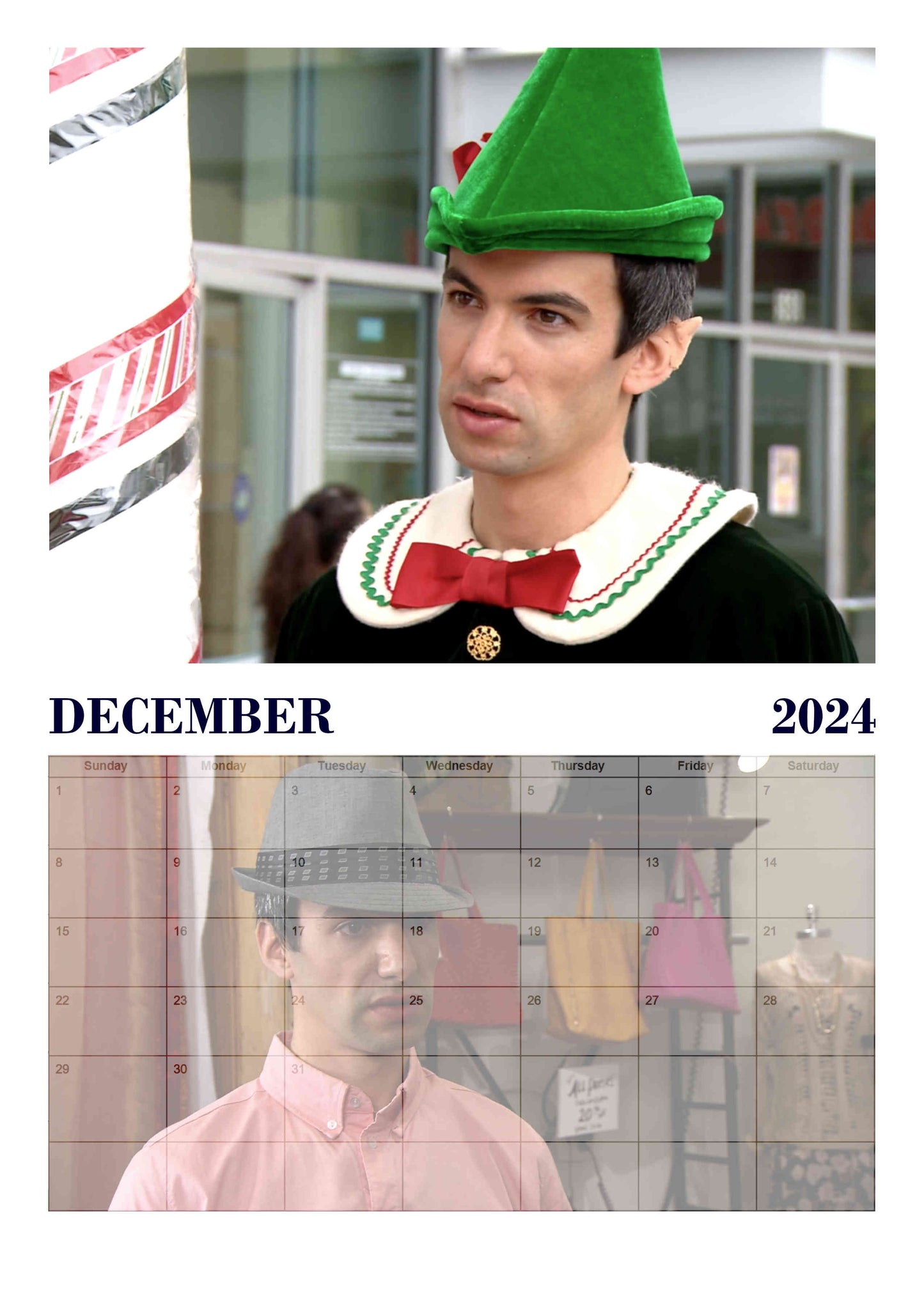 Preview of the month of December featuring Nathan Fielder as an elf