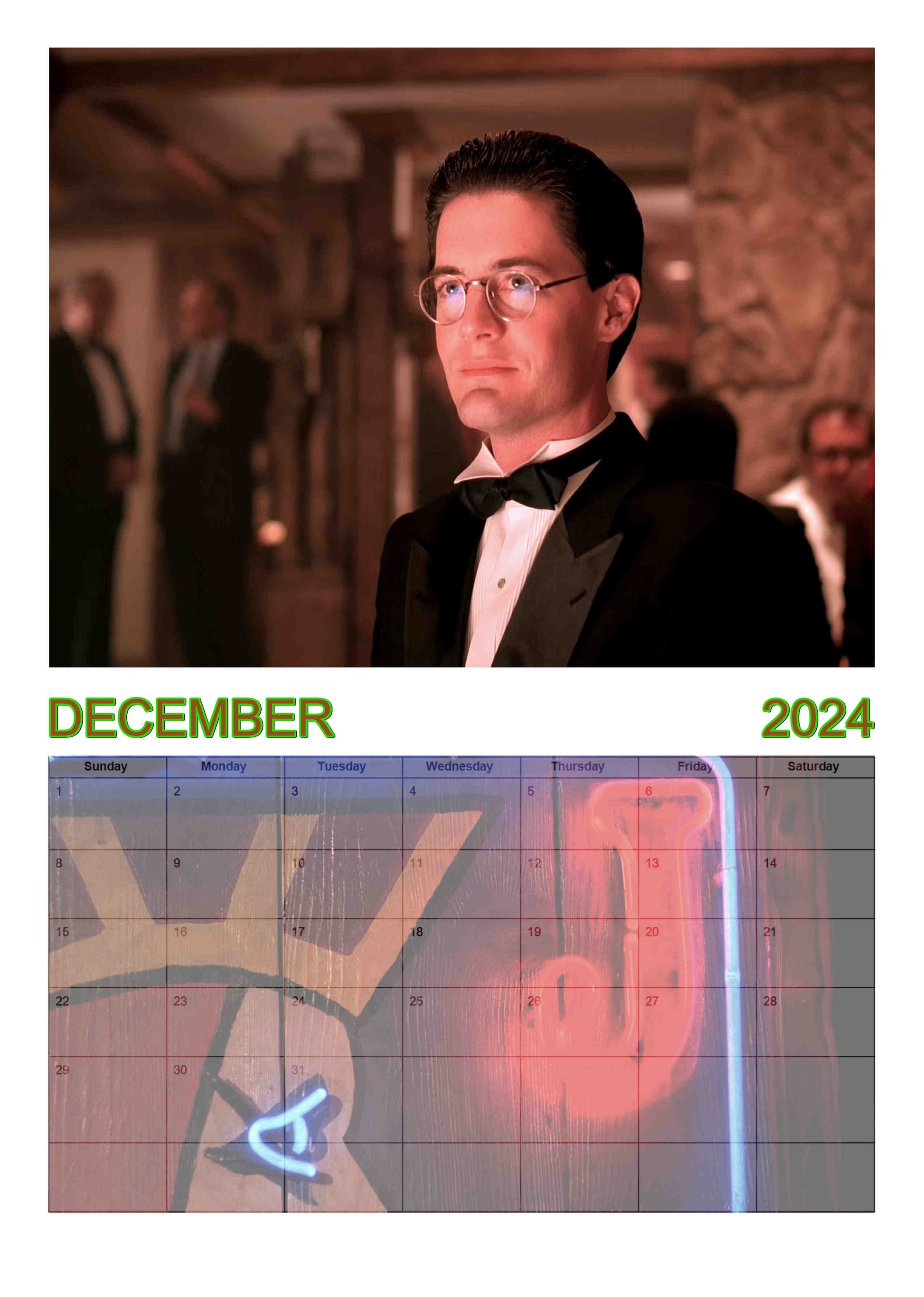 Preview of the month of December featuring Dale in a tuxedo at One eyed Jacks