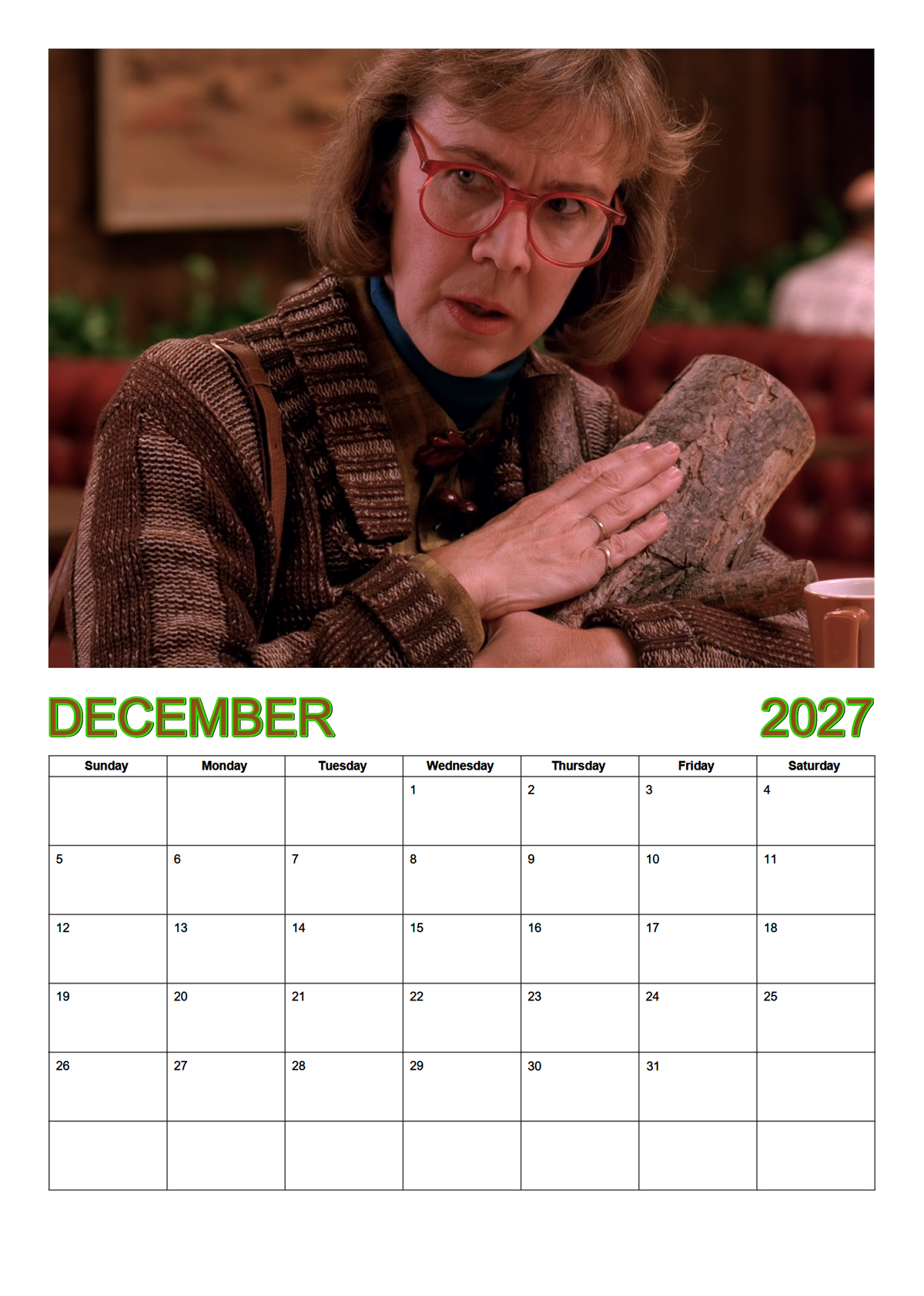 She-Hunks of Twin Peaks, 2027 Wall calendar