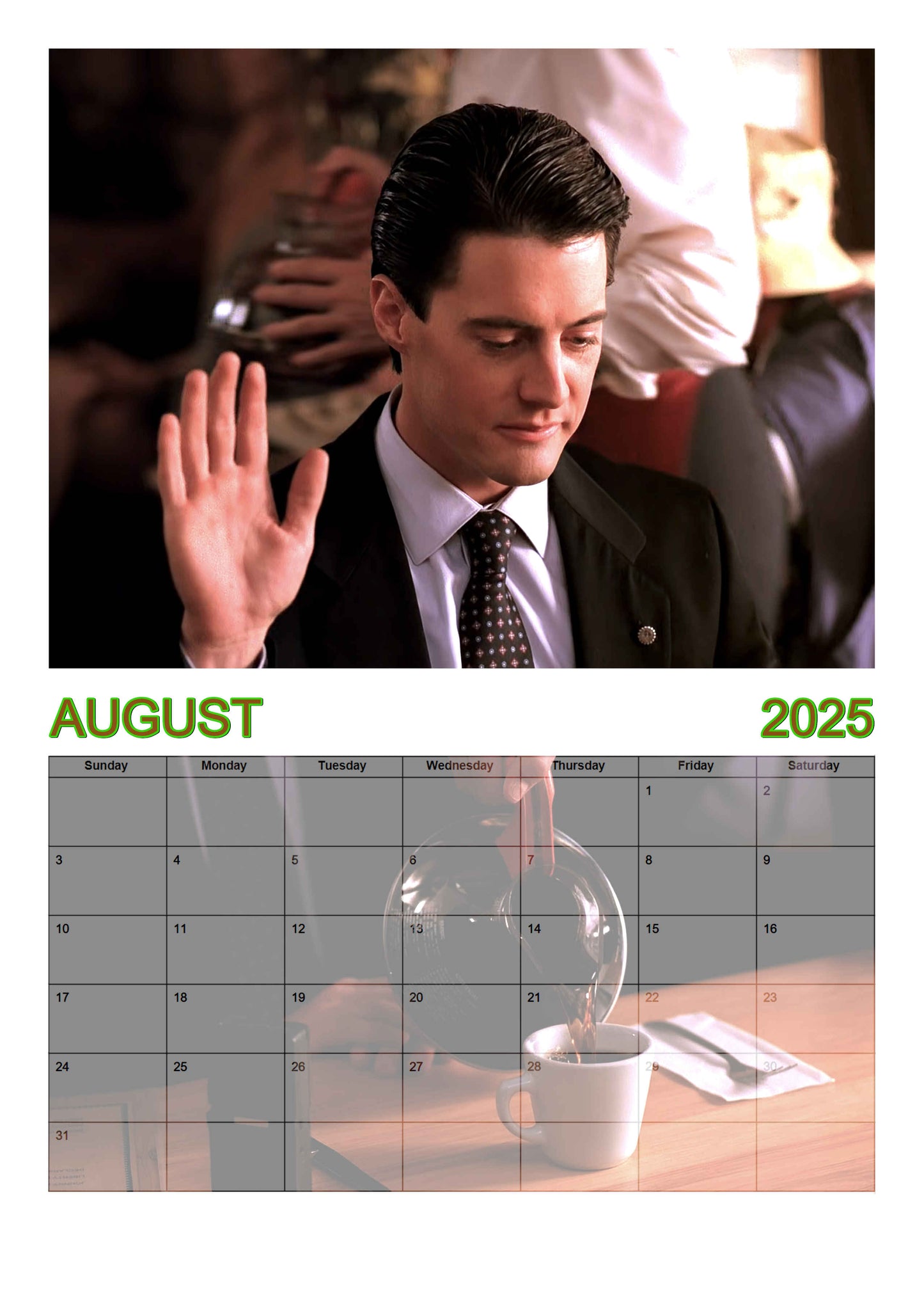 Twin peaks | Dale Cooper |  2025 Wall calendar